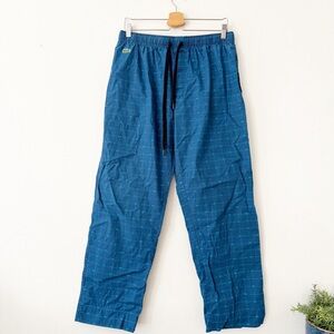 Lacoste Sleepwear Pants Mens Blue All Over Logo Drawstring Pajama Bottoms Medium